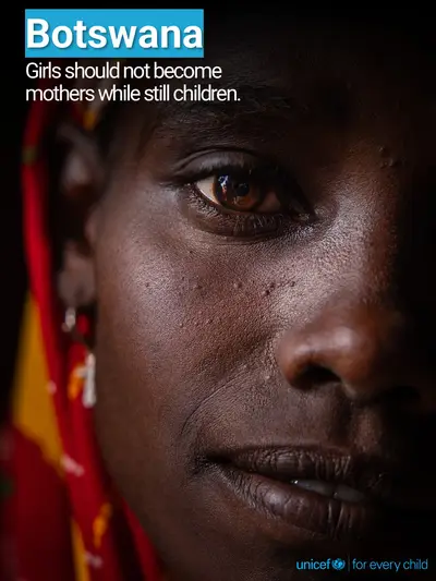 Adolescent motherhood tile for Botswana, Photo · English