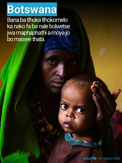 Childhood pneumonia tile for Botswana, Photo · Setswana