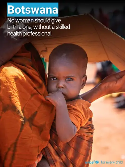 Skilled birth attendance tile for Botswana, Photo · English