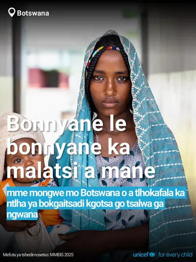 Maternal mortality tile for Botswana, Bold number · Setswana