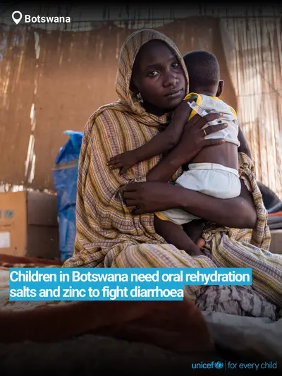 Oral rehydration salts tile for Botswana, Bold number · English