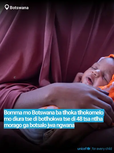 Postnatal care tile for Botswana, Bold number · Setswana