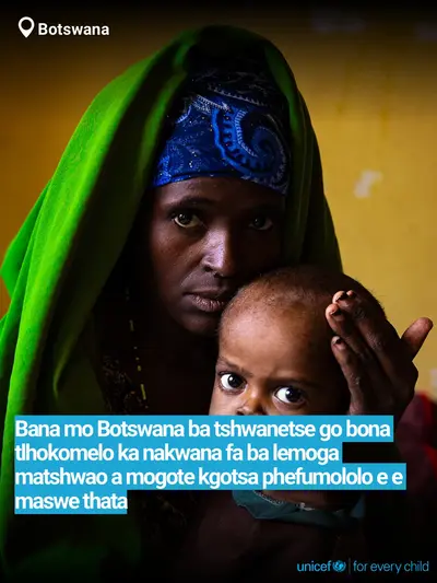 Childhood pneumonia tile for Botswana, Bold number · Setswana