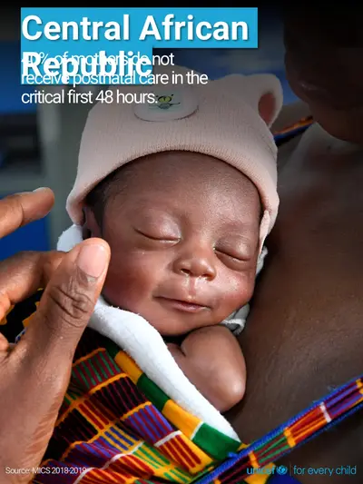 Postnatal care tile for Central African Republic, Photo · English