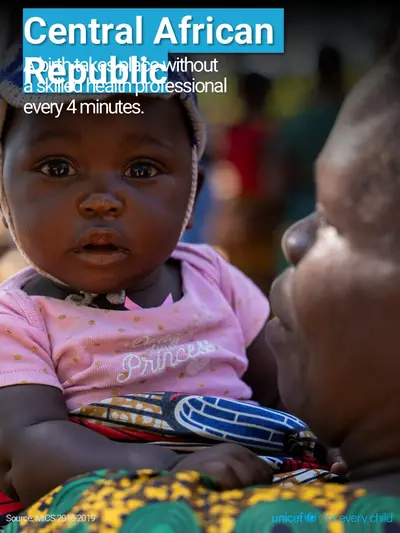 Skilled birth attendance tile for Central African Republic, Photo · English