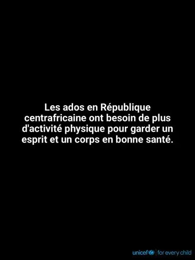Adolescent physical activity tile for Central African Republic, Text only · French