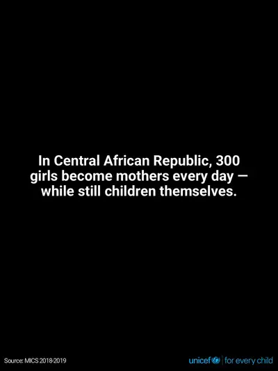 Adolescent motherhood tile for Central African Republic, Text only · English