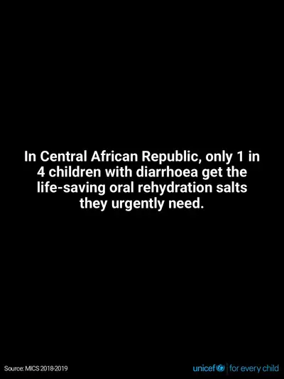 Oral rehydration salts tile for Central African Republic, Text only · English