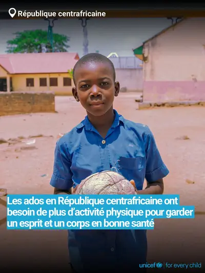 Adolescent physical activity tile for Central African Republic, Bold number · French