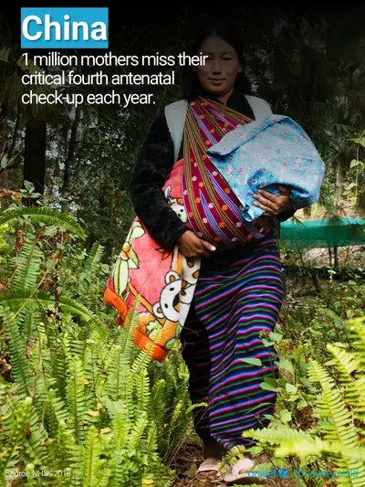 Antenatal care tile for China, Photo · English
