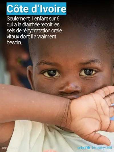 Oral rehydration salts tile for Côte d'Ivoire, Photo · French