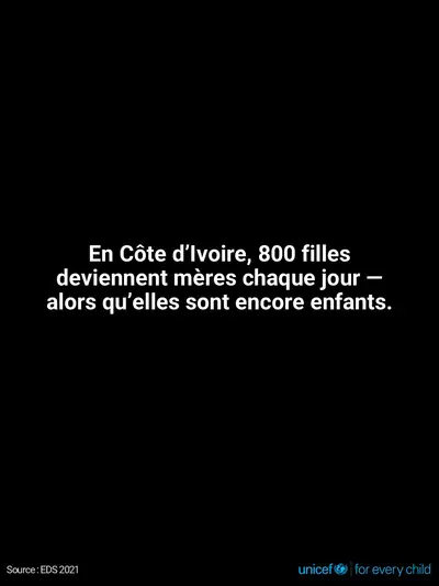 Adolescent motherhood tile for Côte d'Ivoire, Text only · French