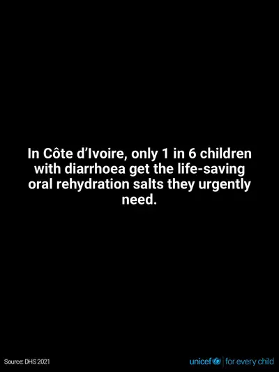 Oral rehydration salts tile for Côte d'Ivoire, Text only · English