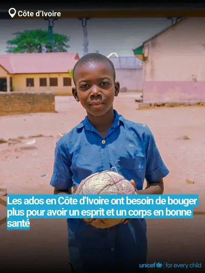 Adolescent physical activity tile for Côte d'Ivoire, Bold number · French