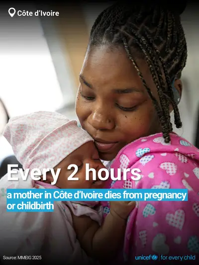 Maternal mortality tile for Côte d'Ivoire, Bold number · English