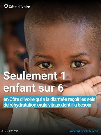 Oral rehydration salts tile for Côte d'Ivoire, Bold number · French