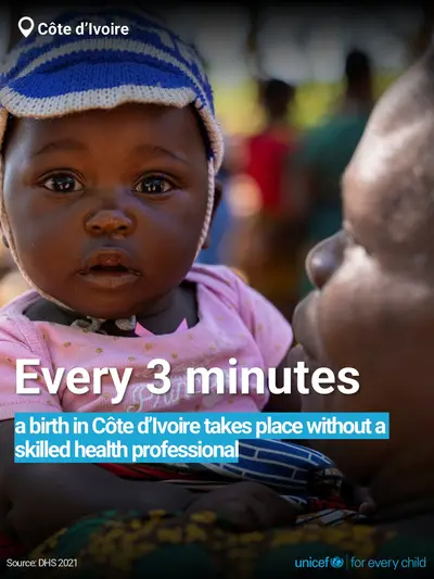 Skilled birth attendance tile for Côte d'Ivoire, Bold number · English