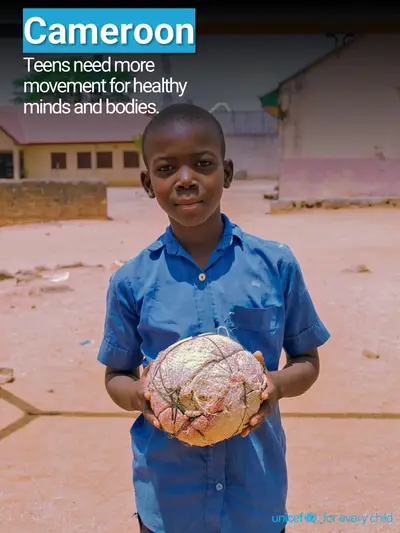 Adolescent physical activity tile for Cameroon, Photo · English