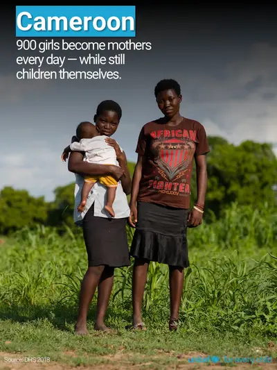 Adolescent motherhood tile for Cameroon, Photo · English
