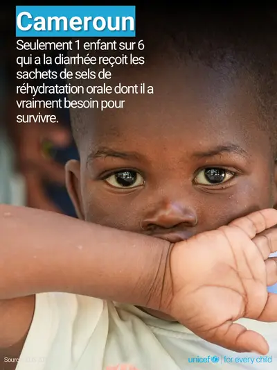 Oral rehydration salts tile for Cameroon, Photo · French