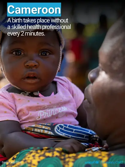 Skilled birth attendance tile for Cameroon, Photo · English