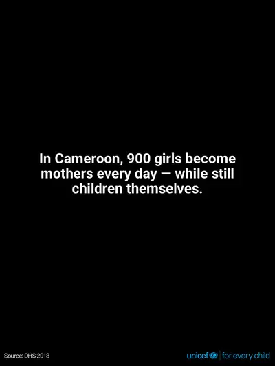 Adolescent motherhood tile for Cameroon, Text only · English