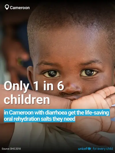 Oral rehydration salts tile for Cameroon, Bold number · English