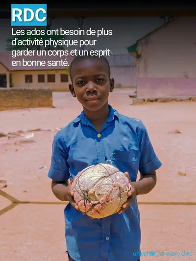 Adolescent physical activity tile for Democratic Republic of the Congo, Photo · French