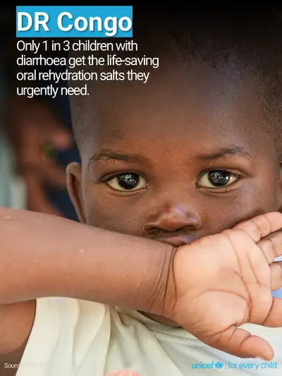 Oral rehydration salts tile for Democratic Republic of the Congo, Photo · English