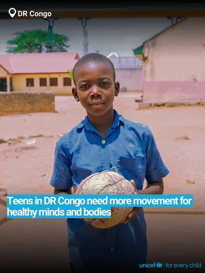 Adolescent physical activity tile for Democratic Republic of the Congo, Bold number · English