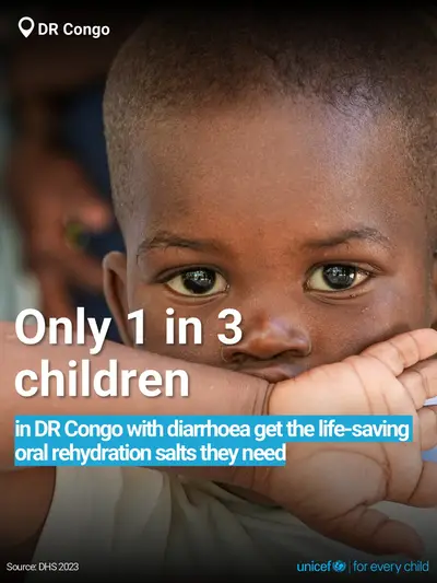 Oral rehydration salts tile for Democratic Republic of the Congo, Bold number · English
