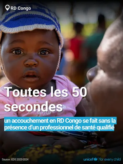 Skilled birth attendance tile for Democratic Republic of the Congo, Bold number · French