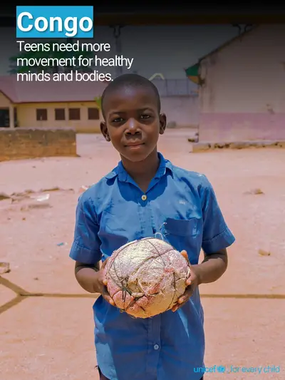Adolescent physical activity tile for Congo, Photo · English