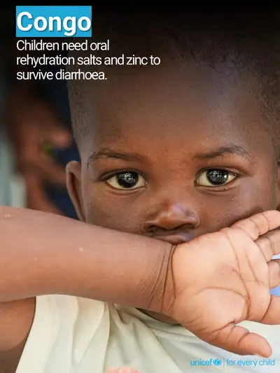 Oral rehydration salts tile for Congo, Photo · English