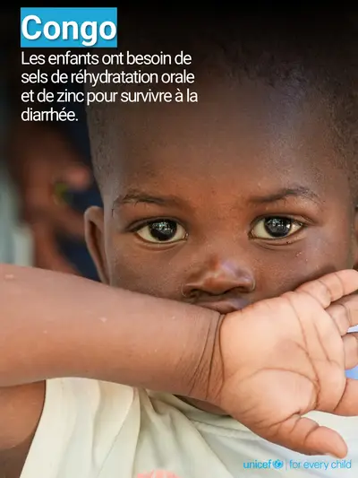 Oral rehydration salts tile for Congo, Photo · French