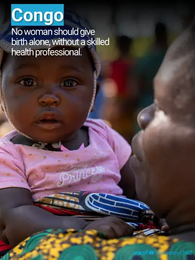 Skilled birth attendance tile for Congo, Photo · English