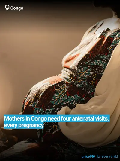 Antenatal care tile for Congo, Bold number · English
