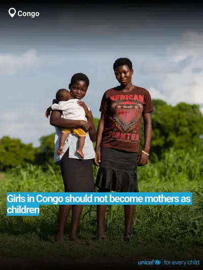 Adolescent motherhood tile for Congo, Bold number · English