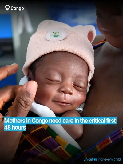 Postnatal care tile for Congo, Bold number · English