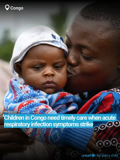 Childhood pneumonia tile for Congo, Bold number · English
