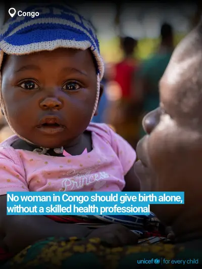Skilled birth attendance tile for Congo, Bold number · English