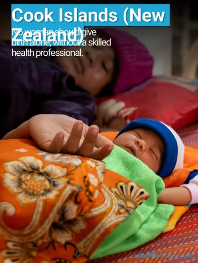 Skilled birth attendance tile for Cook Islands, Photo · English