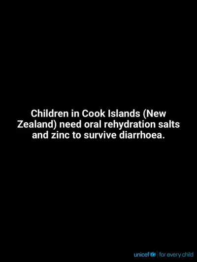 Oral rehydration salts tile for Cook Islands, Text only · English