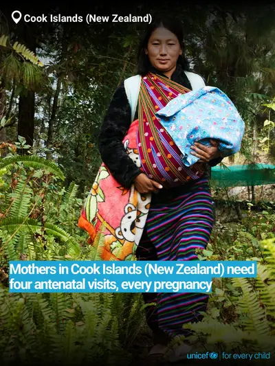 Antenatal care tile for Cook Islands, Bold number · English