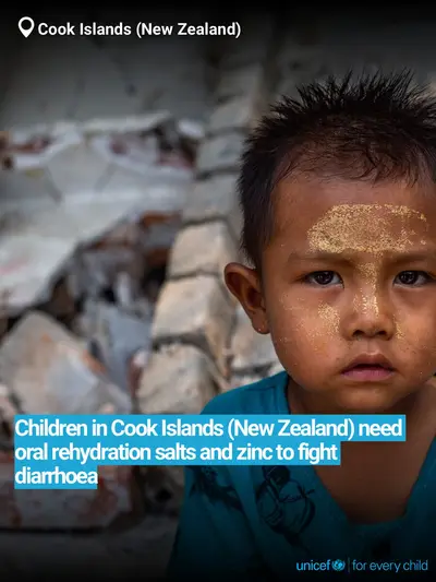 Oral rehydration salts tile for Cook Islands, Bold number · English