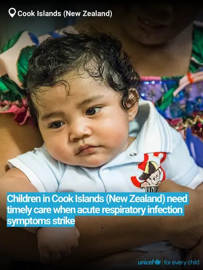 Childhood pneumonia tile for Cook Islands, Bold number · English