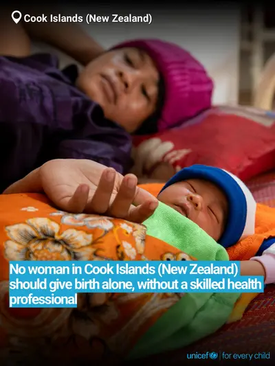 Skilled birth attendance tile for Cook Islands, Bold number · English