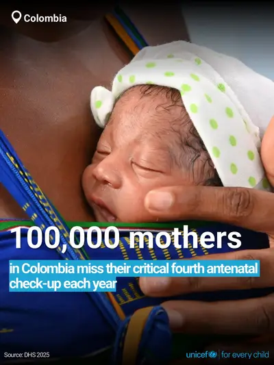 Antenatal care tile for Colombia, Bold number · English