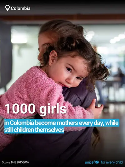 Adolescent motherhood tile for Colombia, Bold number · English