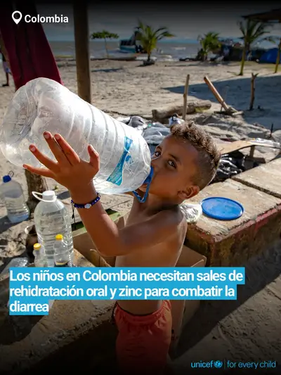 Oral rehydration salts tile for Colombia, Bold number · Spanish